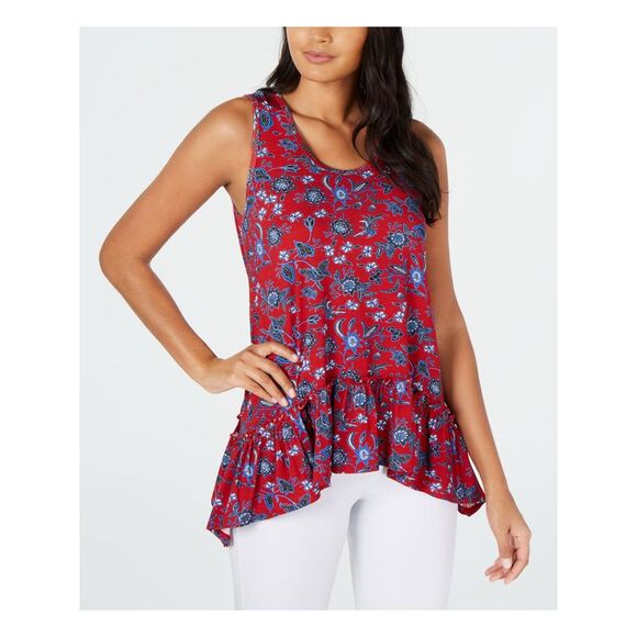 KAREN KANE Womens Sleeveless Scoop Neck Trapeze Top - Picture 1 of 2